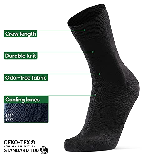 Calcetines de Bambú para Hombre y Mujer, Calcetines Ejecutivos Super Suaves, Cómodos, Transpirables y Duraderos, Pies Frescos, Corte Clásico, Negro, Gris, Azul, Verde, Pack de 3 (Negro, 39-42)