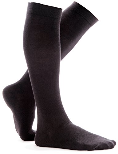 Calcetines De Compresión Gradual 18-21mmHg-Para Hombres Y Mujeres–Mejor Para El Soporte De Venas Varicosas, TVP Y Edema, Así Como Para La Reducción De Hinchazón Negro L