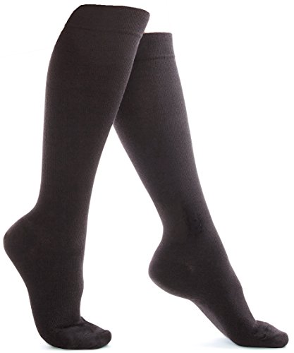 Calcetines De Compresión Gradual 18-21mmHg-Para Hombres Y Mujeres–Mejor Para El Soporte De Venas Varicosas, TVP Y Edema, Así Como Para La Reducción De Hinchazón Negro L