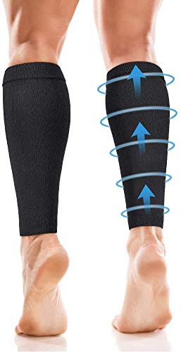 Calcetines de compresión para hombres y mujeres, protector de pantorrilla (20-30 mmHg), mangas de compresión para piernas para soporte de piernas, correr, viajar, deportistas hombres y mujeresXL