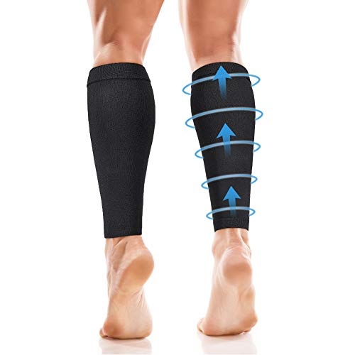 Calcetines de compresión para hombres y mujeres, protector de pantorrilla (20-30 mmHg), mangas de compresión para piernas para soporte de piernas, correr, viajar, deportistas hombres y mujeresL