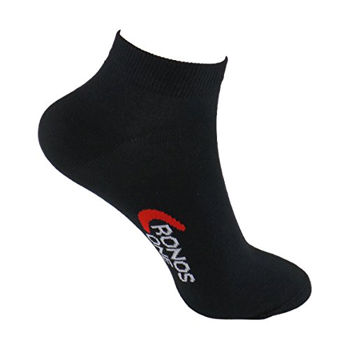 Calcetines DEPORTE (3 pares) SIN COSTURAS tobilleros para hombre o mujer. Mantiene el pie seco. Ideal para tenis, pádel. Puño antipresión. 80% - algodón. (Negro, eu: 39-42 // uk: 6-8.5)