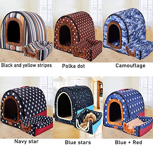 Cama extra grande para perros con techo XL, Labrador Calming Cave Medium Lavable Ortopédico Cojín de mimbre Calentado Almohadilla Anti Ansiedad Masticar Jumbo Pequeña Tienda Resistente