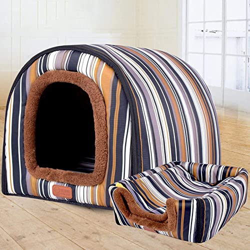 Cama extra grande para perros con techo XL, Labrador Calming Cave Medium Lavable Ortopédico Cojín de mimbre Calentado Almohadilla Anti Ansiedad Masticar Jumbo Pequeña Tienda Resistente