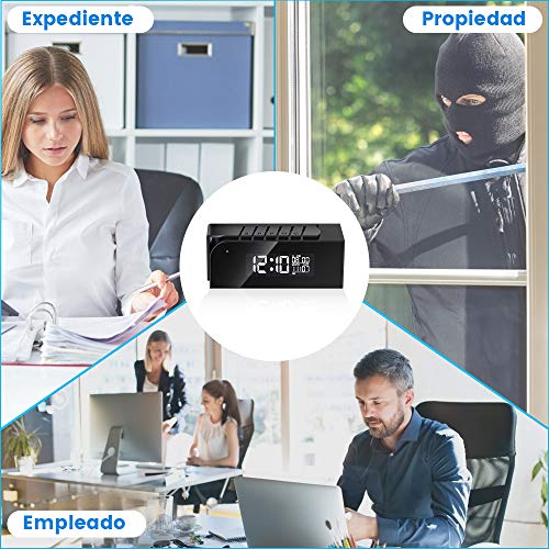 Cámara WiFi, Mini Cámara con Reloj HD 1080P con Detección Automática de Movimiento, Visión Nocturna y Vista en Tiempo Real para la Seguridad del Hogar y la Oficina (Batería Recargable de 3000 mAh)