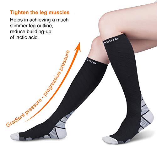 CAMBIVO 2 Pares Calcetines de Compresion Mujer, Medias de Compresion Hombre, Calcetines Compresivos Enfermera para Running, Trabajo, Ciclismo, Trotar, Correr, Deporte, Volar