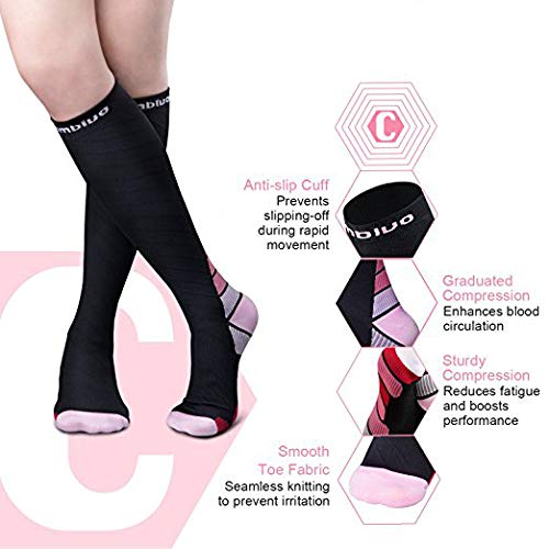 CAMBIVO Medias de Comrpesion Mujer y Hombre 2 Pares, Calcetines Compresivos Enfermera para Running, Trabajo, Ciclismo, Trotar, Correr, Deporte, Volar, Acampada