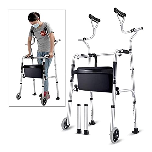 Caminantes para personas mayores Confíe en Walking Walker para Seniors Rollator Seniorator Walker con soporte axilar, muleta plegable de aluminio de servicio pesado con ruedas, gente alta. Rollator Wa