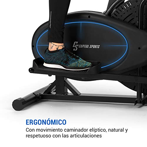 CapitalSports Orbifit - Máquina de Correr elíptica, Bicicleta elíptica, Manillar con Altura Regulable, Estructura de Acero, Agarre Acolchado, Pedales Antideslizantes, hasta 100 kg, Antracita