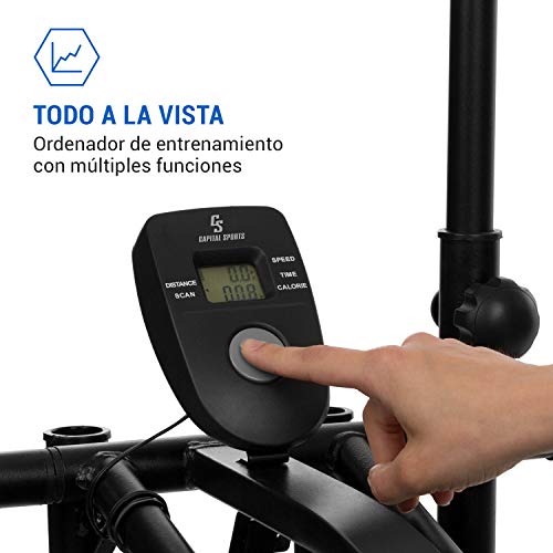 CapitalSports Orbifit - Máquina de Correr elíptica, Bicicleta elíptica, Manillar con Altura Regulable, Estructura de Acero, Agarre Acolchado, Pedales Antideslizantes, hasta 100 kg, Antracita