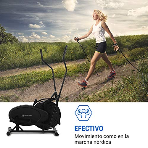 CapitalSports Orbifit - Máquina de Correr elíptica, Bicicleta elíptica, Manillar con Altura Regulable, Estructura de Acero, Agarre Acolchado, Pedales Antideslizantes, hasta 100 kg, Antracita