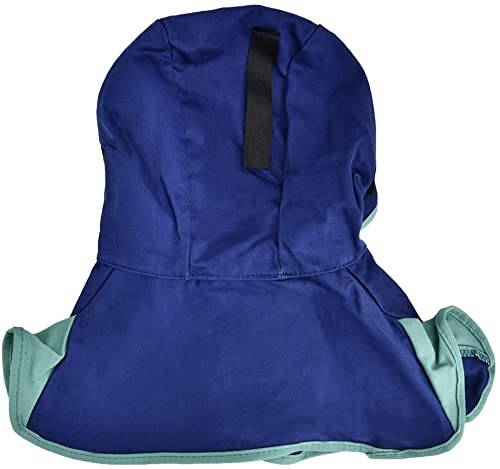 Capucha para soldar, retardante de llama azul AP-6670 Sombrero de protección para soldar con cuello Hombro drapeado Casco de protección completa lavable