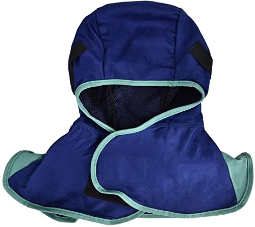 Capucha para soldar, retardante de llama azul AP-6670 Sombrero de protección para soldar con cuello Hombro drapeado Casco de protección completa lavable