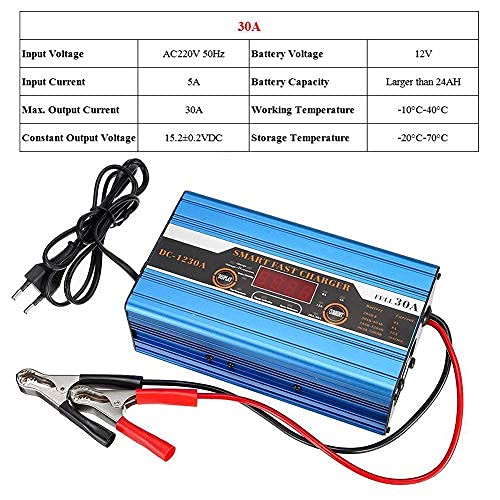 Cargador de Batería Inteligente, Carga Rápida de Ocio de 30 A y 12 V, Pantalla LCD para RV, Barco, Caravana