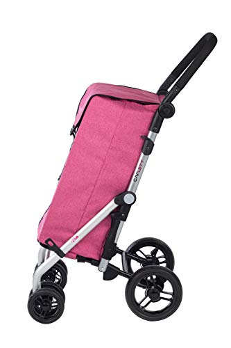 Carlett Carro de la Compra 4 Ruedas | Lett450 | Carrito Plegable con Bolsa Extraíble de Gran Capacidad 25kg/40L, Polietileno, Malva