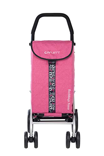 Carlett Carro de la Compra 4 Ruedas | Lett450 | Carrito Plegable con Bolsa Extraíble de Gran Capacidad 25kg/40L, Polietileno, Malva