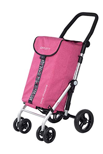 Carlett Carro de la Compra 4 Ruedas | Lett450 | Carrito Plegable con Bolsa Extraíble de Gran Capacidad 25kg/40L, Polietileno, Malva