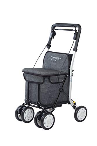 Carlett Carro de la Compra Andador | Lett800S | Carrito 4 Ruedas con Asiento, Carga Máx 100KG, Bolsa Extraíble Capacidad 29L/15KG y Freno de Seguridad, Polietileno, Gris