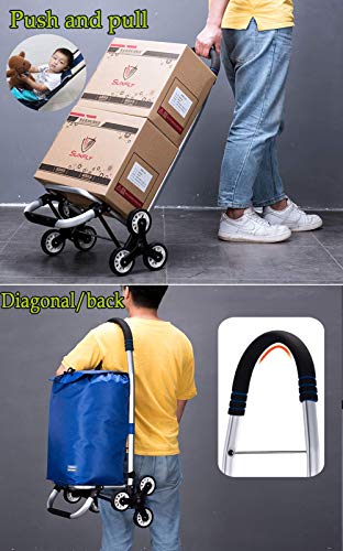 Carrito de compras plegable carrito de compras subeescaleras 6 ruedas grandes Carrito de transporte plegable con tapa para pesca en camping, extraíble y resistente a la lluvia, hasta 40L de carga