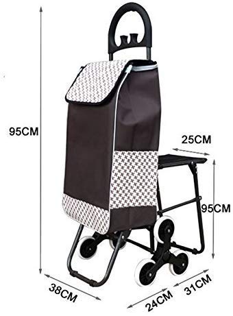 Carrito de la Compra multifunción Trolley portátil Plegable para Ancianos con Silla para Subir escaleras Carros de Mano de Almacenamiento, Verde