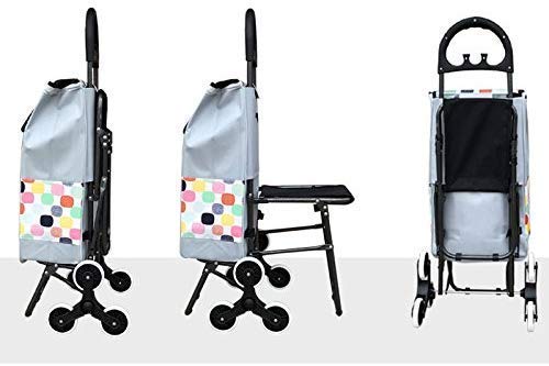 Carrito de la Compra multifunción Trolley portátil Plegable para Ancianos con Silla para Subir escaleras Carros de Mano de Almacenamiento, Verde