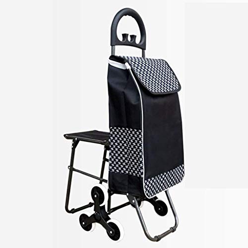 Carrito de la Compra multifunción Trolley portátil Plegable para Ancianos con Silla para Subir escaleras Carros de Mano de Almacenamiento, Verde