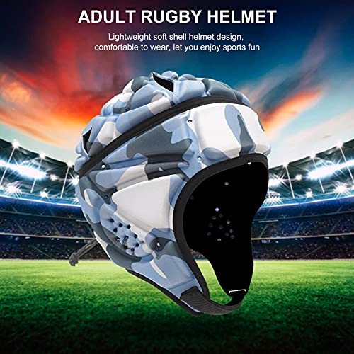 Casco de rugby, 42 x 20 cm, protector de cabeza ajustable y acolchado, tapa antigolpes de EVA para rugby, portero de fútbol, voleibol, casco de equitación