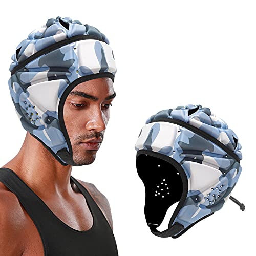 Casco de rugby, 42 x 20 cm, protector de cabeza ajustable y acolchado, tapa antigolpes de EVA para rugby, portero de fútbol, voleibol, casco de equitación