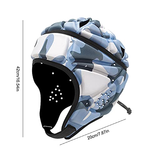 Casco de rugby, 42 x 20 cm, protector de cabeza ajustable y acolchado, tapa antigolpes de EVA para rugby, portero de fútbol, voleibol, casco de equitación