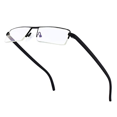 CGID Lentes de lectura anti-luz azul con medio borde y marco TR90 para hombres y mujeres, SBK001