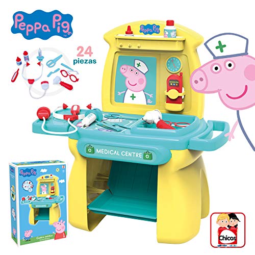 Chicos Peppa Pig. Centro Médico de Juguete. Juego de Imitación para Niños. Incluye 11 Accesorios. +18 Meses (FJNinco 84503)