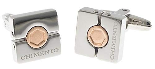 Chimento - Gemelos para Hombre, de Acero, con Inserciones de PVD, Color Rosa