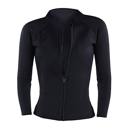 chiwanji Mujeres Zip UV Rash Vest Camisas de Manga Larga Trajes de Neopreno Elásticos Tops Chaqueta de Neopreno de 2 Mm Traje de Buceo Top para Mujeres Damas M - Todo Negro, SG