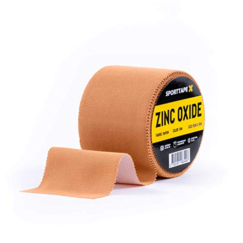 Cinta de bronceado de óxido de zinc SPORTTAPE - 5 cm x 10 m - Cinta de fleje atlético de mayor resistencia a la tracción, cinta de hombro - rollo único