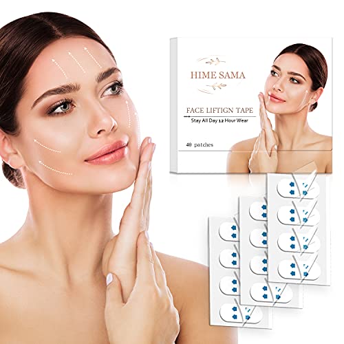 Cinta de estiramiento facial Pegatinas de estiramiento facial Parches de estiramiento de arrugas Cara instantánea, Cinta de estiramiento de cuello (40PCS)