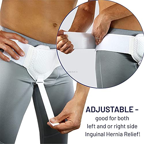 Cinturón de la hernia inguinal ajustable for los hombres de la hernia inguinal del lado izquierdo o derecho del lateral de la hernia de la hernia for la correa de la cintura inguinal, hernias inguinal