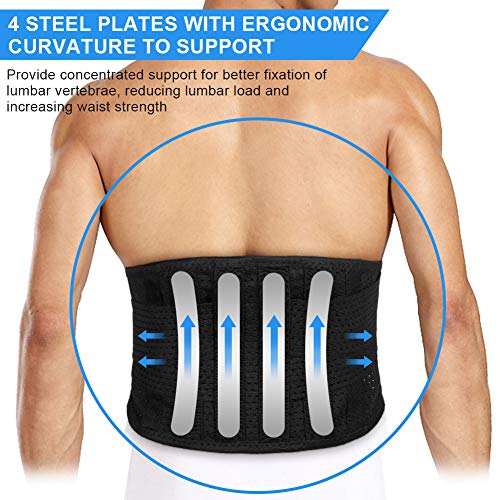 Cinturón de Soporte Lumbar, Faja Lumbar con Correa de Compresión Ajustable, Cinturon Lumbar para el Alivio del Dolor y la Prevención de Lesiones, Talla L