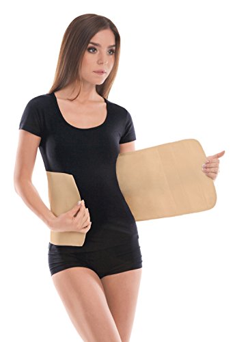 Cinturón elástico postoperatorio abdominal 24cm / Faja postparto y postoperatorio/Apoyo de los músculos abdominales y lumbosacro/Unisex/X-Small Beige