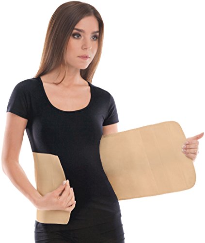 Cinturón elástico postoperatorio abdominal 24cm / Faja postparto y postoperatorio/Apoyo de los músculos abdominales y lumbosacro/Unisex/X-Small Beige