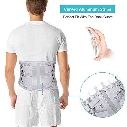 Cinturón Lumbar, Soporte de Espalda Inferior con Tiras de Aluminio Curvado, para Hernia de Disco, Ciática, Alivio del Dolor de Escoliosis y Prevención de Lesiones