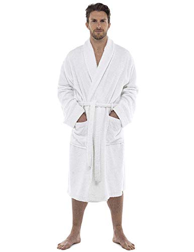 CityComfort Bata de baño para hombres Bata de algodón 100% Terry Albornoz Albornoz Baño ideal para gimnasio Ducha Spa Hotel Bata Tamaño de vacaciones M / L, L / XL, 2XL, 3XL y 4XL (XXL, Blanco)