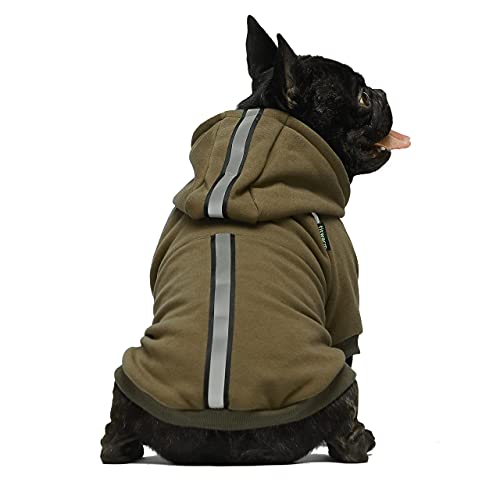 CJCSM Sudadera con Capucha para Perros, Abrigo térmico para Perros con Rayas Reflectantes de Seguridad Chaqueta para Mascotas de Invierno para Cachorros al Aire Libre Sudaderas con Capucha