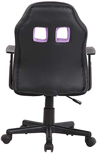 CLP Silla De Escritorio Infantil Fun Tapizada En Simil Cuero I Silla De Ordenador Infantil Regulable En Altura & Giratoria, Color:Negro/Violeta