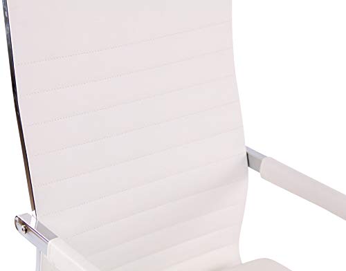 CLP Silla De Oficina Amadora En Cuero PU o Tela I Silla Ejecutiva con Ruedas I Silla De Escritorio Giratoria, Color:Blanco, Material de Base:Cuero Sintetico