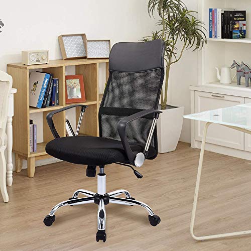 CO-Z Silla de Oficina con Respaldo Alto y Altura Ajustable Silla Giratoria con Ruedas para Adultos Silla Ergonómica de Malla Transpirable Capacidad 150 kg