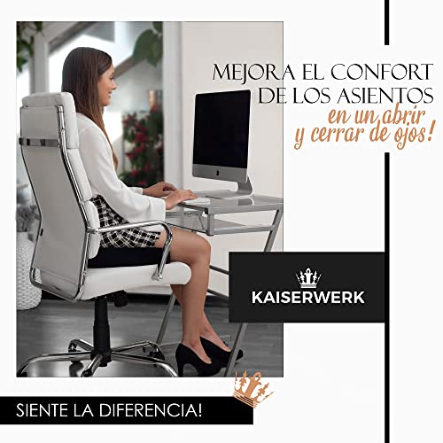 Cojín de asiento Kaiserwerk -suave hasta 90 kg- Cojín de coxis ergonómico de espuma viscoelástica, que alivia la presión y proporciona la más agradable sensación de estar sentado