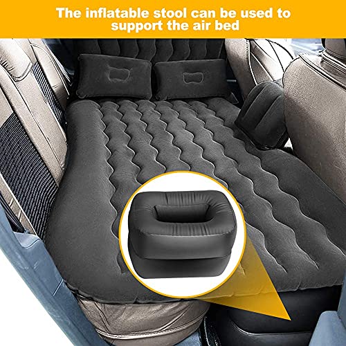 Colchón de Coche Inflable Plegable Multifuncional,Cama de Coche Inflable y Almohadas Inflables,Cama de Viaje Universal, Asiento de Coche de Aire + 2 Almohadas,Negro