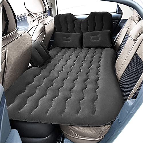 Colchón de Coche Inflable Plegable Multifuncional,Cama de Coche Inflable y Almohadas Inflables,Cama de Viaje Universal, Asiento de Coche de Aire + 2 Almohadas,Negro