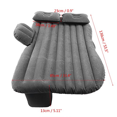 Colchón inflable, cama inflable para coche, colchón de asiento trasero para coche, cama de aire, inflable, con bomba de aire y almohadas para descanso, sueño, viajes, camping, 85 x 136 cm