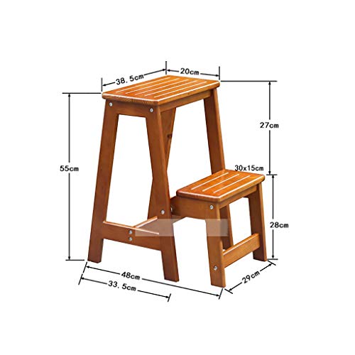 COLiJOL Silla de Escritorio Silla de Oficina Muebles Taburete de Escalera de Dos Niveles de Madera Iza, Taburete Antideslizante para Trepar, Silla Plegable para Escalera, Soporte para Flores. Escaler